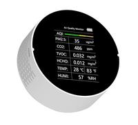 Tuya WiFi Rilevatore Di Qualità Aria 7 In 1 PM2.5 TVOC CO2 HCHO Umidità Temperatura AQI Home Office Monitor Della For Auto Rapidamente Accurato(White-Tuya WiFi)