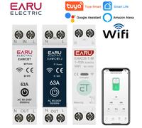 Tuya WiFi Smart Circuit Breaker MCB 1P + N 63A Timer Alimentazione Energia kWh Tensione Misuratore di corrente Protezione Interruttore di controllo remoto vocale