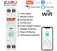 Tuya WiFi Smart Circuit Breaker MCB Timer 1P + N 63A Alimentazione Energia kWh Misuratore di tensione e corrente Protezione Interruttore di controllo remoto vocale