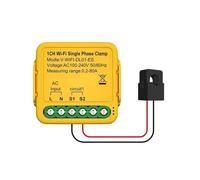 Tuya Wifi Smart Power Meter Con Trasformatore Di Corrente Sensore Morsetto 80A Contatore Energia For Illuminazione Elettrica Monitor Solare KWH Monitoraggio Accurato Energia(1CH)