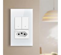 Tuya WiFi Smart Switch Brazil Socket Required 2 Gang Light Switch Work Voice Control Smart Switch Brazil Plug
