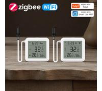 Tuya WiFi Zigbee Misuratore di umidità della temperatura con sensore sonda esterna Termometro digitale con schermo LCD per congelatore acquario