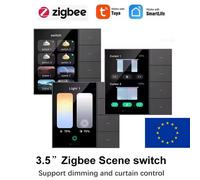 Tuya Zigbee Interruttore da parete intelligente da 3,5 pollici Touch Screen 4 gruppi Interruttore Sensore radar per casa intelligente Interruttore scena tenda dimmerabile a 8 vie