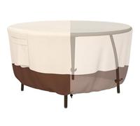 Tuyeho Copertura per tavolo rotondo da patio, diametro 121,9 x 66 cm, 600D, resistente, per tavolo da pranzo e sedie da esterno, impermeabile e resistente alle intemperie per il tuo set di mobili