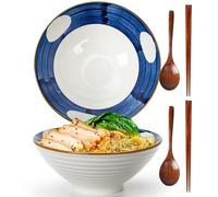 TuYines Ramen Bowl Set di ciotole giapponesi,1200 ml Ciotole Giapponesi per Ramen, 2 Set Giapponese Ramen Ciotola con Bacchette e cucchiai,Ciotola di Ceramica per Ramen, Insalata, Muesli