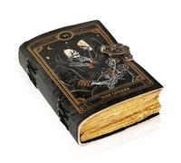 TUZECH Libro degli incantesimi, diario rilegato in pelle, con bordo in carta Grimoire stampato, diario a spirale gotico, libro vintage antico per uomini e donne (The Lovers)