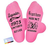 TUZELIYA 2025 Originale Compleanno 50 Donna, Calzini divertenti con scritta Legendar dal 1975, Regalo di compleanno 50 anni donna, calzini da donna antiscivolo, idee regalo per mamma nonna, 50 Dal
