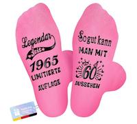 TUZELIYA 2025 Originale Compleanno 60 Donna, Calzini divertenti con scritta Legendar dal 1965, Regalo di compleanno 60 anni donna, calzini da donna antiscivolo, idee regalo per mamma nonna, 60 Dal