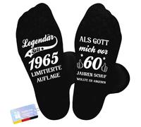 TUZELIYA 2025 Originale Compleanno 60 Uomo, Calzini in cotone con scritta dal 1965, Regalo di compleanno per uomini, calzini antiscivolo da uomo, divertenti idee regalo per papà nonno, 60 Dal 1965