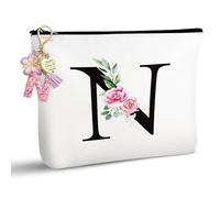 TUZELIYA Borsa cosmetica personalizzata con lettere A-Z - Regali per donne - Regali di compleanno per donne, ragazze, mamme, migliori amiche e damigelle d'onore, n, Trousse per cosmetici