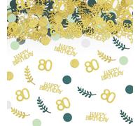 TUZELIYA Coriandoli Compleanno 80 Anni - Coriandoli Numero 80 per Uomini Donne Bambini - 80° Coriandoli Paillettes - 80th Coriandoli Decorazione da Tavolo per Anniversari Compleanni Feste (Verde Oro)