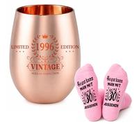 TUZELIYA Regalo per il 30° compleanno da donna, set di bicchieri da vino e calzini di compleanno per amanti del vino, divertente regalo di compleanno per il 30° compleanno, per mamma, moglie