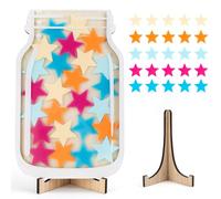 TUZHE Bicchiere di ricompensa per aula con sistema di ricompensa a 25 stelle per bambini Reward Jar stelle vetro incentivo in legno per uso domestico e a scuola