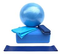 tuzhitech Set Di Attrezzi Da 5 Pezzi Per Yoga Pilates Ball Brick Stretching Strap Resistance Loop Blu Diametro della sfera: 25 cm