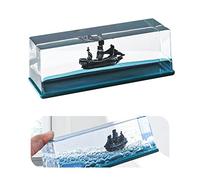 Tuzsocr Fluid Drift Bottle - Thousand Sanny Barca Modello,Inaffondabile Bottiglia in Vetro Nave,Titanic Giocattolo,Nave Pirata Perla Nera,Barca in Acqua per Dell'Ufficio Tavola Decorazione (Stile 2)