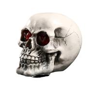 Tuzsocr Luce a LED a forma di teschio, ornamento a forma di teschio di Halloween, modello a testa di teschio in resina, con occhi luminosi a LED, per casa, bar, feste, decorazioni gotiche per
