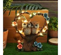Tuzsocr Luci solari a forma di gufetto,Statua esterna Animali Decorazione,Lampada solare a LED in resina stagnata,Statuine giardino coppia,per cortile prato casa ingresso Natale regalo (stile 1)