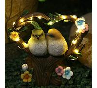 Tuzsocr Luci solari a forma di gufetto,Statua esterna Animali Decorazione,Lampada solare a LED in resina stagnata,Statuine giardino coppia,per cortile prato casa ingresso Natale regalo (stile 2)