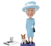 Tuzsocr Modello della regina Elisabetta II da 15 cm, figura commemorativa della regina Elisabetta, statua della regina Elisabetta II, decorazione della regina britannica e corgi, figura modello per