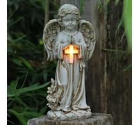 Tuzsocr Statua da giardino a forma di angelo custode, resistente alle intemperie, statuetta in preghiera sulla tomba, decorazione per esterni, scultura per prato, cortile, terrazza, davanzale, 31 cm