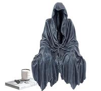 Tuzsocr Statua del Falciatrice in Resina,Statua dell'orrore Nero,Scultura gotica Ornamento da ufficio,Decorazione da tavolo di Halloween,Decorazioni adatte per la casa,Ufficio,Giardino,Festa a tema