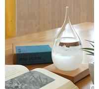 Tuzsocr Vetro tempesta, stazioni meteorologiche in vetro tempesta, vetro a forma di goccia, barometro in vetro meteo con base in legno, predittore meteorologico, previsioni creative (S)