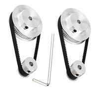 TUZUK 2 Pezzi Set GT2 Ingranaggio Sincrono 20 e 60 Denti 5mm Alesaggio Puleggia Dentata in Alluminio con 2 Pezzi Lunghezza 200mm Larghezza 6mm Cinghia (20-60T-5B-6)