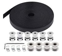 TUZUK 5M GT2 Cinghia dentata 10 mm di larghezza + 6 pezzi 20 denti puleggia cinghia dentata foro 5 mm + 4 pezzi 20 denti foro puleggia folle 5 mm + 4 pezzi torsione molla di tensione, per stampante 3D