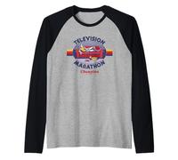 TV Marathon Champ Sarcastic Retro Vintage Funny Adult Humor Maglia con Maniche Raglan
