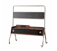 TV Portatile con Piedistallo con Ruote per 40-75 Pollici, Supporto TV da Pavimento con Legno Base,Mobile Porta TV Regolabile in Altezza con Ripiano Multimediale(120cm/47.2in)