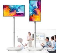 TV portatile Rolling TV, touch screen wireless 1080p, supporto girevole a 360°, altezza regolabile, 8 G RAM, 128 G, 61 cm, per uso domestico e ufficio