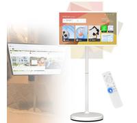 TV portatile su ruote con telecomando, monitor touch screen rotante, TV mobile in piedi con batteria integrata e rotazione completa