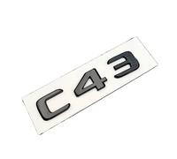 TVAAGHBCBR ABS Nero Lucido 3D Lettere Auto Tronco Posteriore Emblema Distintivo Logo C43 Adesivi for Auto Compatibile for Mercedes C43 AMG W205 W204 W203 Accessori