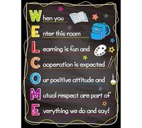 TVBQTEQS Preschool Elementary Middle High Welcome Poster Back to School Motivational Sign for Classroom All Grade Levels Decor(Framed,16x24inch(40x60cm))