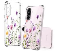 Tveinan Cover Trasparente per Samsung Galaxy A56 5G Custodia con Motivo Colorate, Sottile Morbido Flessibile Silicone TPU Case Antiurto Bumper Chiaro Cover per Samsung A56 5G, Fiori Viola e Gialli