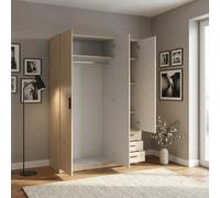 Tvilum Armadio Guardaroba 3 ante battenti e 3 cassetti con Asta Appendiabiti Dimensioni 147x50x200 cm colore Quercia