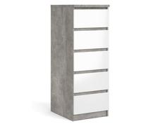 Tvilum NAIA Cassettiera 5 Cassetti Ossido cemento e Bianco lucido (40cm) Mobile