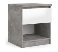 Tvilum NAIA Comodino 1 Cassetto, 1 Vano a giorno Ossido cemento e Bianco lucido