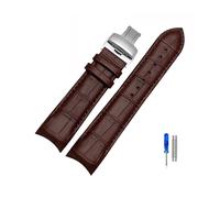 TVKSIPAR 22mm 23mm 24mm Cinturino In Vera Pelle Con Estremità Curva Adatto For Cinturino For Orologio For Tissot 1853 Adatto For COUTURIER T035627A T035407A T035439 Cinturino Da Uomo(Brown-silver,24mm