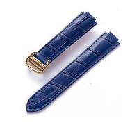 TVKSIPAR Adatto for Cartier Blue Balloon con interfaccia convessa fibbia pieghevole 14 mm 16 mm 18 mm 20 mm 22 mm cinturino for orologio in pelle accessori(Blue gold buckle,18x11mm)