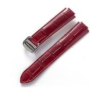 TVKSIPAR Adatto for Cartier Blue Balloon con interfaccia convessa fibbia pieghevole 14 mm 16 mm 18 mm 20 mm 22 mm cinturino for orologio in pelle accessori(Red silver buckle,16x9mm)
