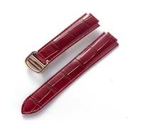 TVKSIPAR Adatto for Cartier Blue Balloon con interfaccia convessa fibbia pieghevole 14 mm 16 mm 18 mm 20 mm 22 mm cinturino for orologio in pelle accessori(Red rose buckle,14x8mm)