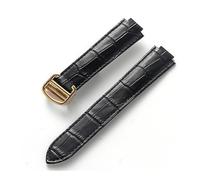 TVKSIPAR Adatto for Cartier Blue Balloon con interfaccia convessa fibbia pieghevole 14 mm 16 mm 18 mm 20 mm 22 mm cinturino for orologio in pelle accessori(Black gold buckle,22x14mm)