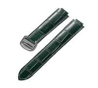 TVKSIPAR Adatto for Cartier Blue Balloon con interfaccia convessa fibbia pieghevole 14 mm 16 mm 18 mm 20 mm 22 mm cinturino for orologio in pelle accessori(Green,14x8mm)