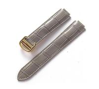 TVKSIPAR Adatto for Cartier Blue Balloon con interfaccia convessa fibbia pieghevole 14 mm 16 mm 18 mm 20 mm 22 mm cinturino for orologio in pelle accessori(Gray gold,18x11mm)