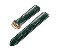 TVKSIPAR Adatto for Cartier Blue Balloon con interfaccia convessa fibbia pieghevole 14 mm 16 mm 18 mm 20 mm 22 mm cinturino for orologio in pelle accessori(Green gold buckle,18x11mm)