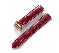 TVKSIPAR Adatto for Cartier Blue Balloon con interfaccia convessa fibbia pieghevole 14 mm 16 mm 18 mm 20 mm 22 mm cinturino for orologio in pelle accessori(Red gold buckle,16x9mm)