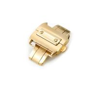 TVKSIPAR Adatto for Cartier Uomo Donna Rosa Oro Argento Solido Acciaio inossidabile Adatto for Santos100 Cinturino for orologio in vera pelle Fold Buckle(Golden,21mm)