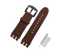 TVKSIPAR Cinturini for cinturino in pelle da 23 mm adatti for cinturini For Swatch Bracciale da uomo in morbida pelle marrone nero impermeabile(Brown black A)