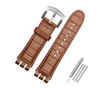 TVKSIPAR Cinturini for cinturino in pelle da 23 mm adatti for cinturini For Swatch Bracciale da uomo in morbida pelle marrone nero impermeabile(Light brown SK B)
